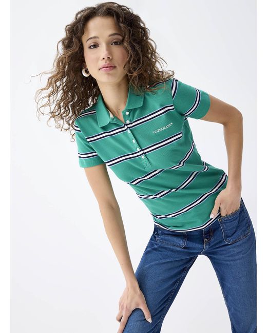 Guess Green Turquoise Stripes Polo