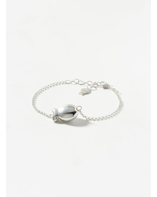 Clio Blue Natural Domed Fish Silver Bracelet