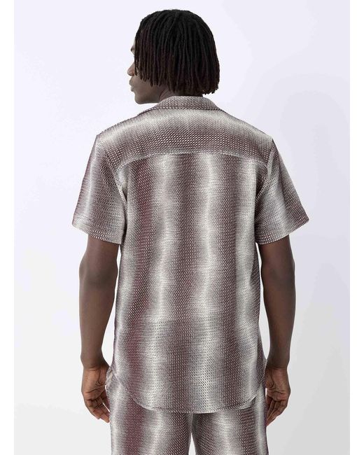 Oas Gray Ombré Stripe Knit Shirt for men