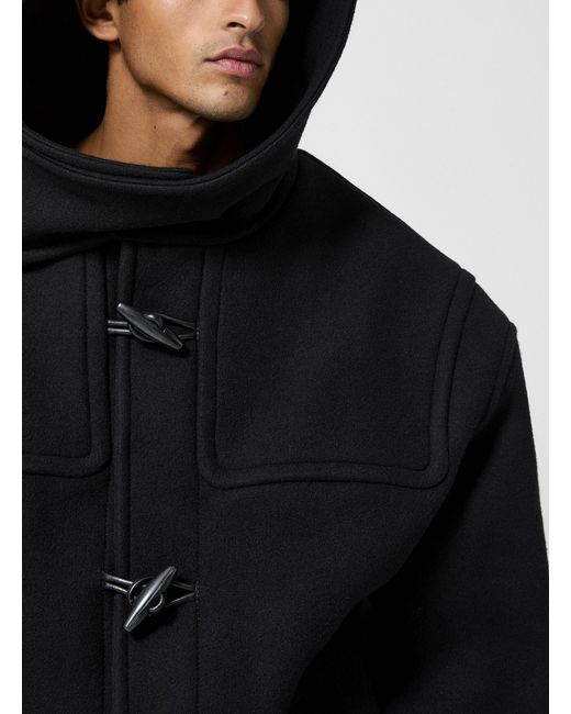 Jacquemus Black Cabana Asymmetrical Collar Virgin Wool Duffel Coat for men