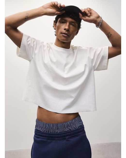 Djab White Cropped Solid T for men