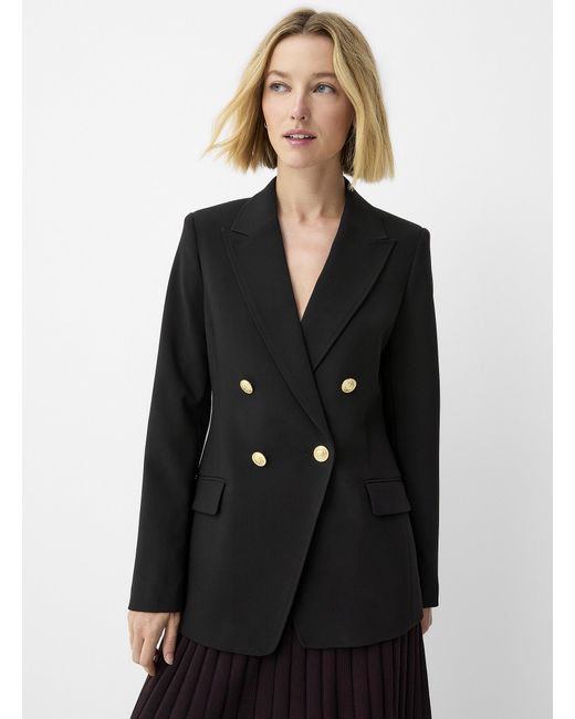 Contemporaine Black Golden Crest Buttons Blazer