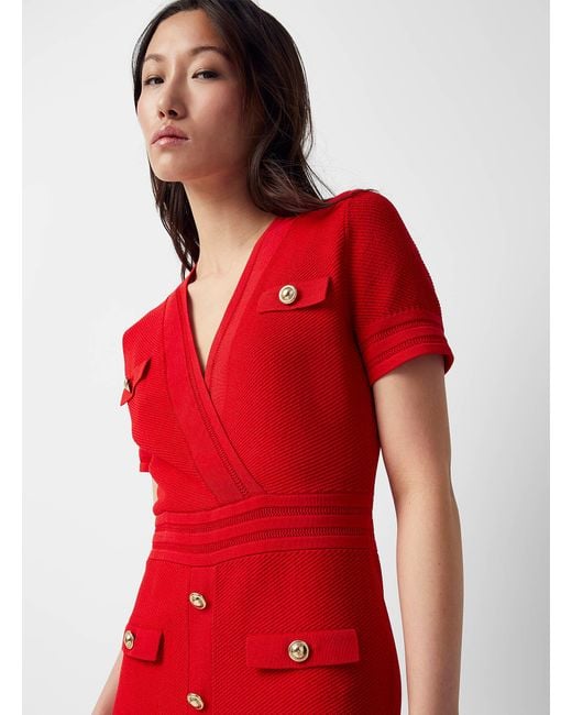 MICHAEL Michael Kors Red Golden Buttons Scarlet Knit Dress
