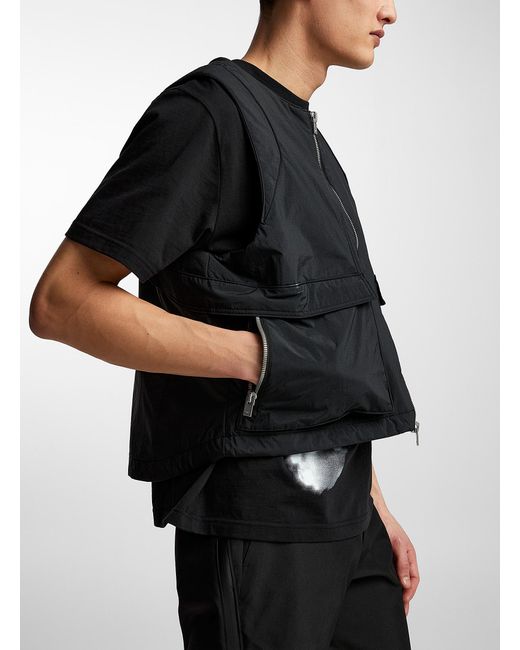 HELIOT EMIL Black Zipped Utility Vest for men