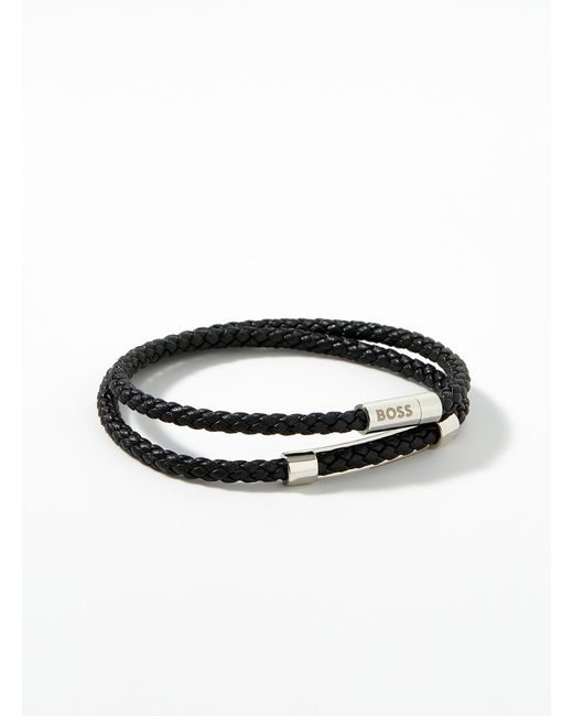 BOSS by HUGO BOSS Braided Cord Double Bracelet in Black for Men | Lyst