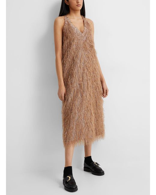 Smythe Brown Dusty Pink Feather Dress