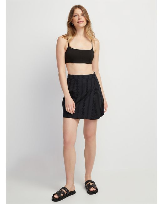 Icône Black Broderie Anglaise Wrap Miniskirt