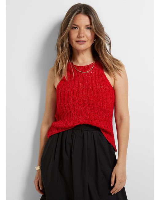 Contemporaine Red Stretch Ribbon Knit Cami