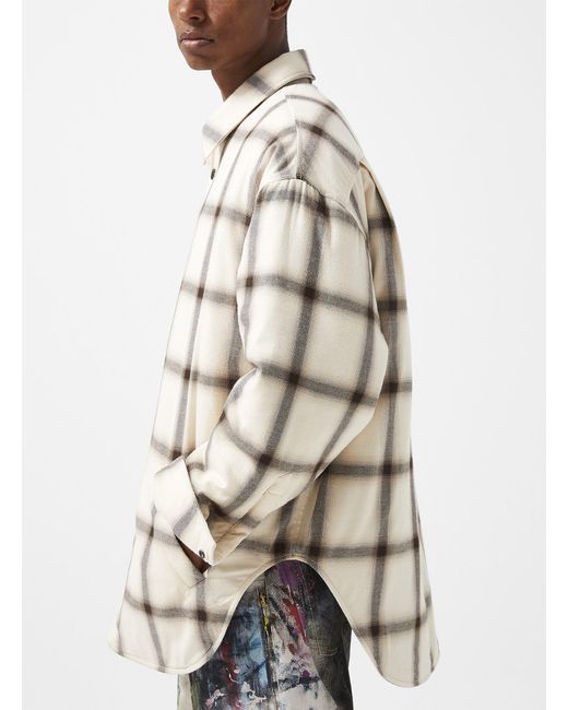 Acne Natural Plaid Quilted Flannel Overshirt for men