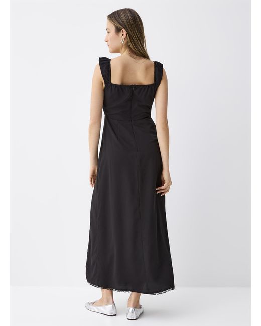 Twik Blue Lace Hem And Small Flower Dress