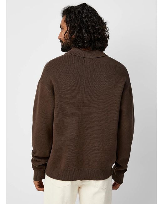 Frank And Oak Brown Johnny Collar Mocha Sweater for men
