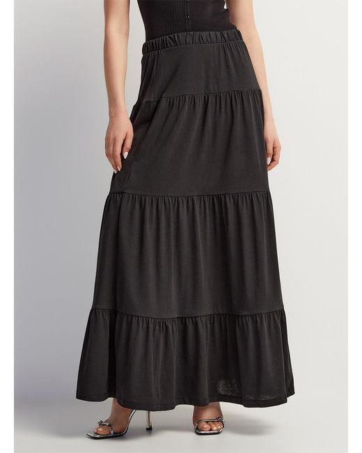 Vero Moda Black Ruffled Tiers Maxi Flared Skirt