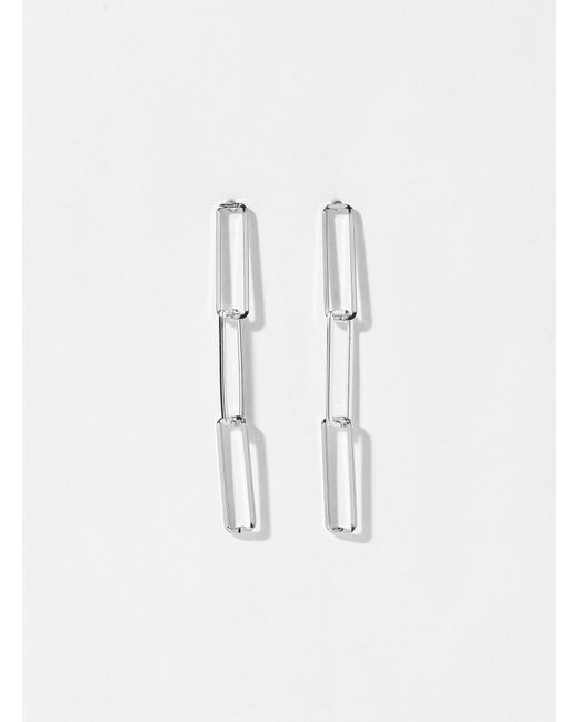 Simon's White Rectangular Link Earrings