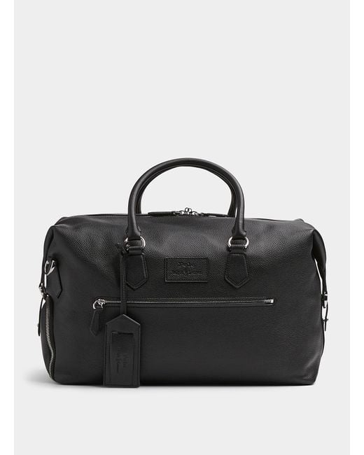 Polo Ralph Lauren Black Large Leather Emblem Weekend Bag for men