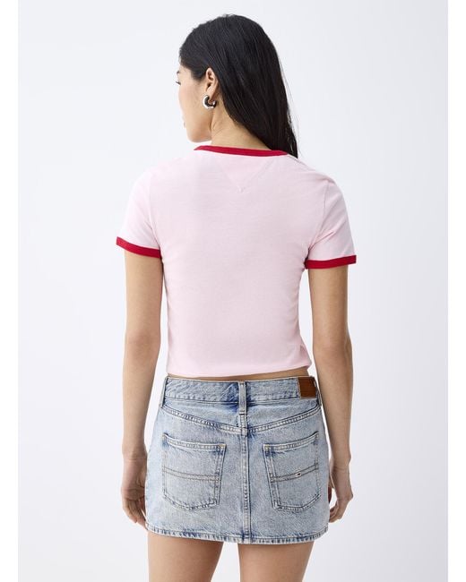Tommy Hilfiger Blue Whitewashed Denim Miniskirt