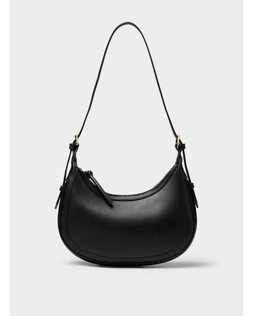 Simon's Black Solid Small Rounded Shoulder Bag