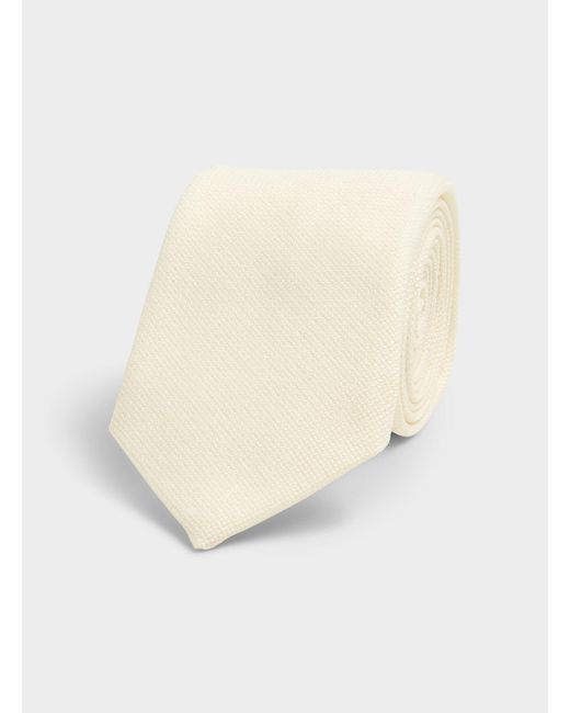 Le 31 White Pure Wool Woven Tie for men