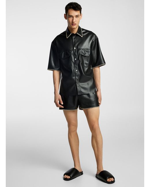 Nanushka Black Amil Overcast Leather Short for men