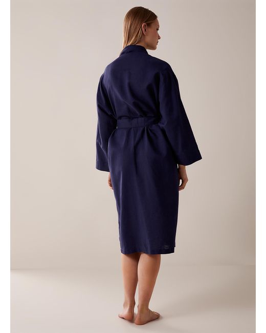 Miiyu Blue Plain Linen And Cotton Long Robe