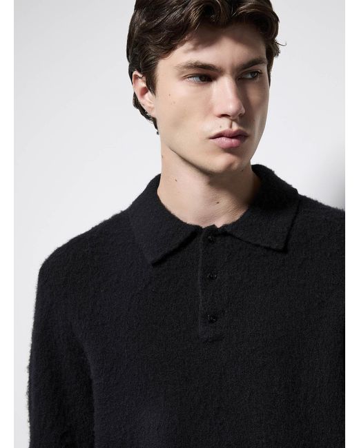 Le 31 Black Brushed Wool Polo for men