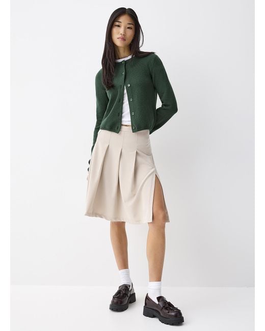 Twik Green Boxy Rounded Neck Cardigan