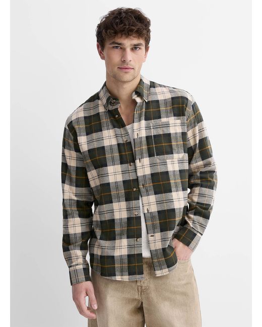 Le 31 Gray Check Flannel Shirt Comfort Fit for men