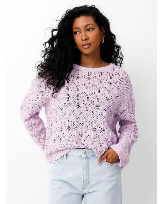 B.Young Multicolor Openwork Lilac Pattern Sweater