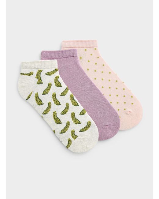 Simon's Pink Solid/dotted/pickle Ped Socks 3