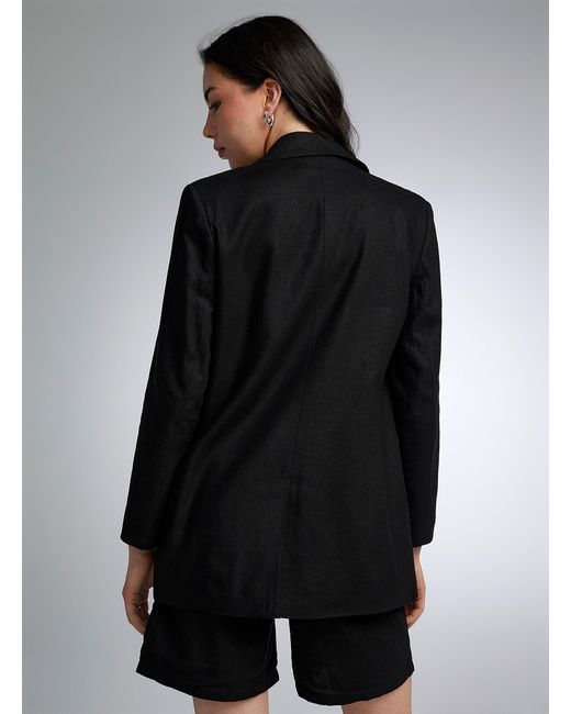 ONLY Black Long Linen Blazer