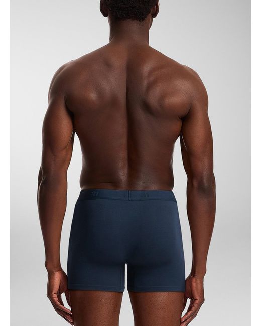 Le 31 Blue 5" Solid Organic Cotton Boxer Briefs 3 for men