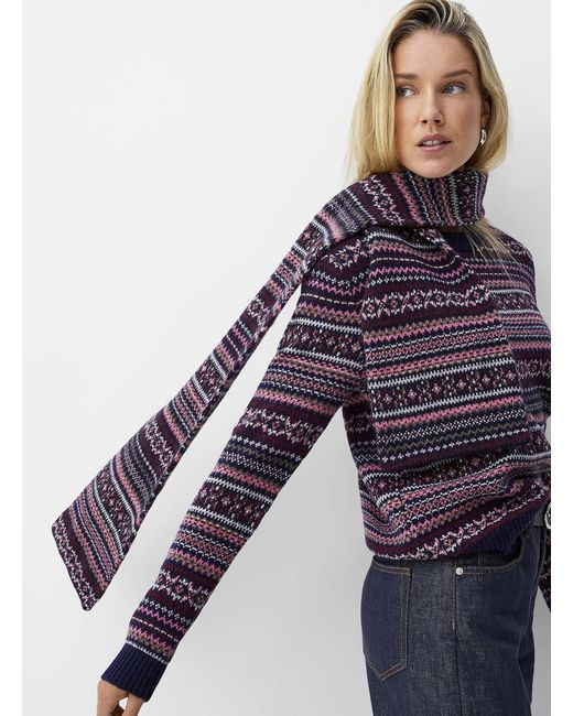 Simon's Blue Double Layer Fair Isle Scarf Recycled Lambswool