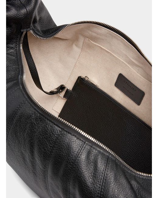 Lemaire Black Croissant Large Grained Leather Bag