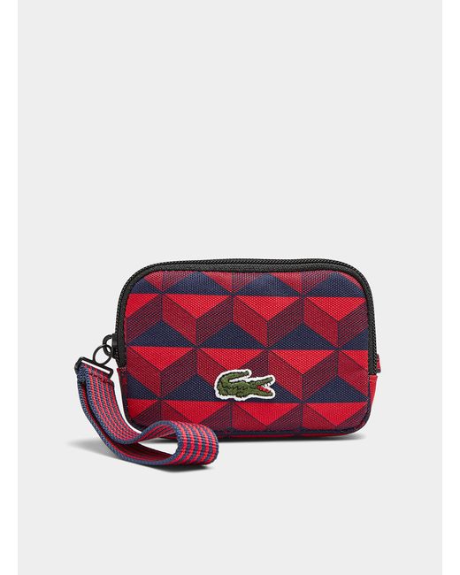 Lacoste Red Small Patterned Fabric Wallet for men
