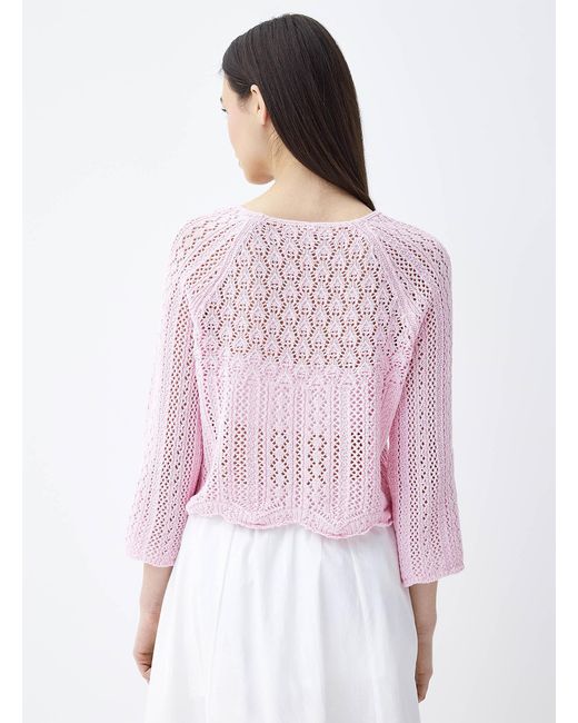 ONLY Pink Scalloped Edging Openwork Sweater