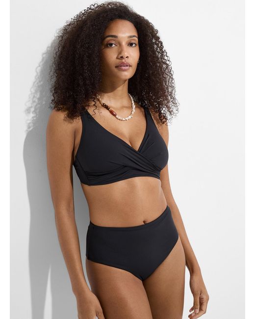 Simon's Black Recycled Nylon Ruched Bikini Bottom At Contemporaine