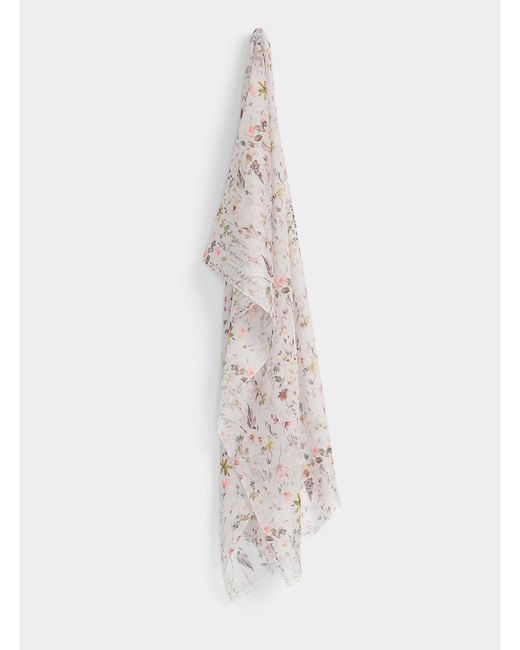 Fraas White Delicate Floral Lightweight Scarf