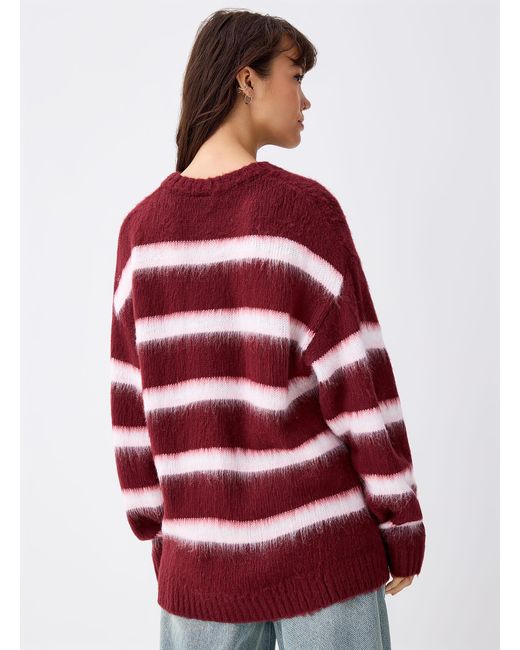 Twik Red Striped Fuzzy Sweater