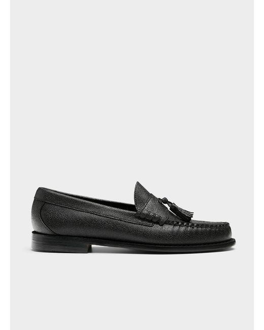 G.H.BASS Black Weejuns Lennox Pebbled Leather Tassel Loafers Men for men