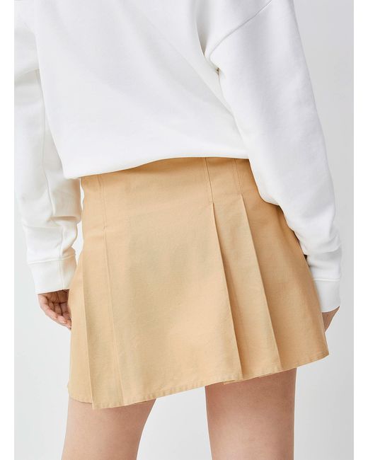 Lacoste White Beige Wide Pleats Skirt