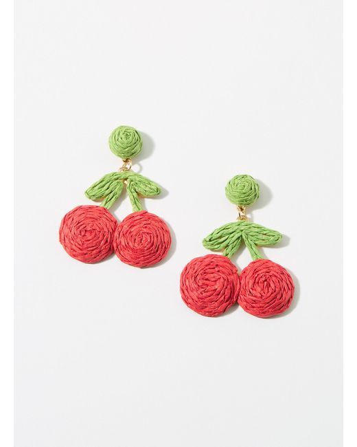 Simon's Multicolor Large Raffia Cherry Earrings