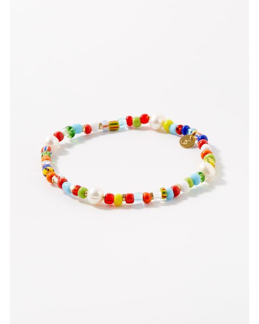 Le 31 White Fantasia Colourful Bead Bracelet for men
