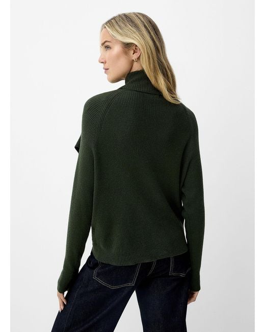Contemporaine Green Turtleneck Crossover Sweater
