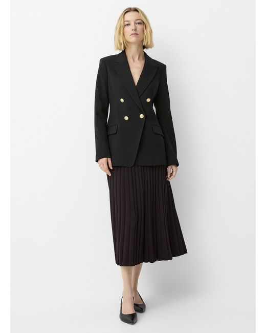 Contemporaine Black Golden Crest Buttons Blazer