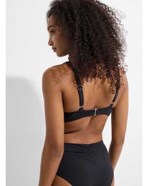 Simon's Black Recycled Nylon Draped Padded Bralette At Contemporaine