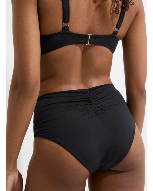 Simon's Black Recycled Nylon Ruched Bikini Bottom At Contemporaine