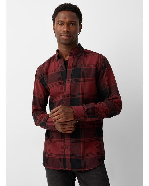 Only & Sons Red Urban Check Flannel Shirt Slim Fit for men