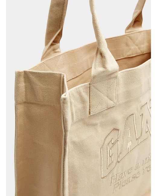 Ganni Natural Please Recycle Tote Bag for men