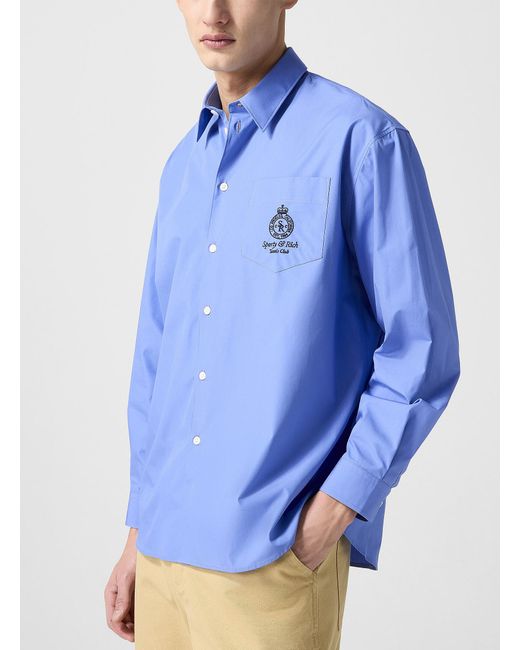 Sporty & Rich Blue Crown Tennis Poplin Shirt Unisex