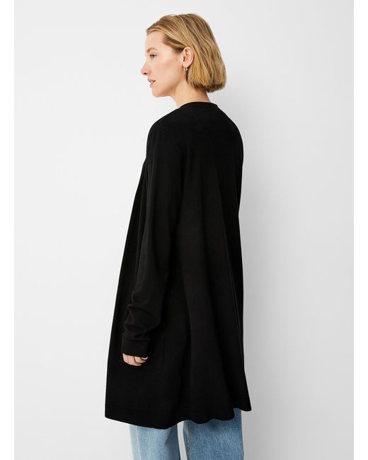 Contemporaine Black Long Flowy Open Cardigan