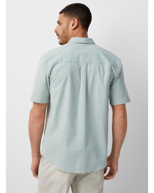 Le 31 Gray Striped Seersucker Shirt Modern Fit for men
